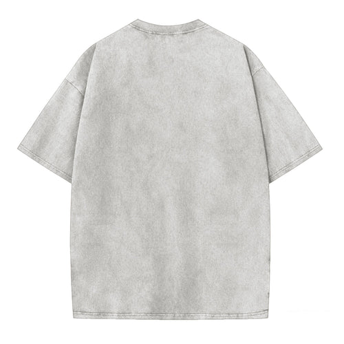Japanese Style Grumpy Frog Print Washed T-shirt