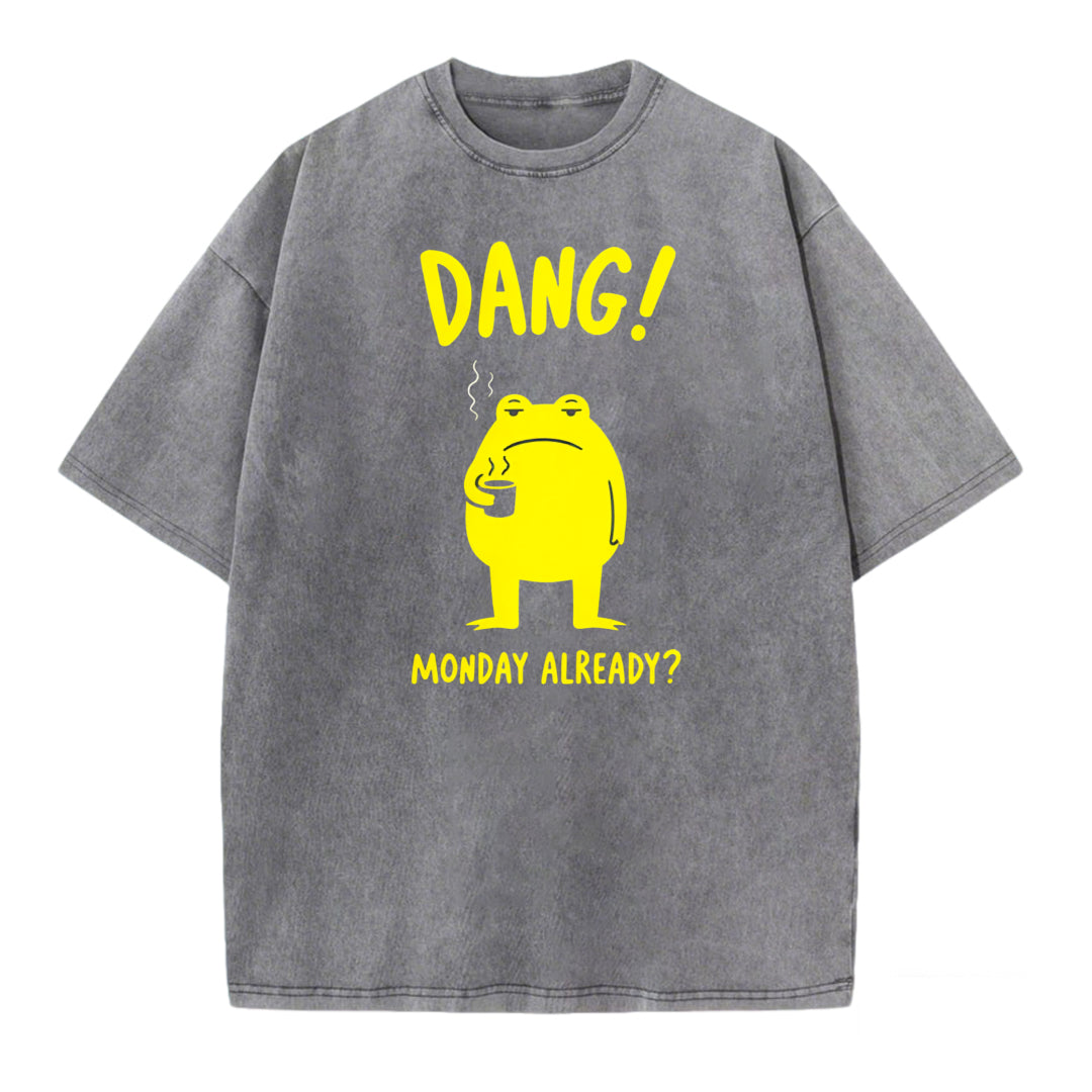 Monday Blues Relatable Frog Acid Washed T-shirt