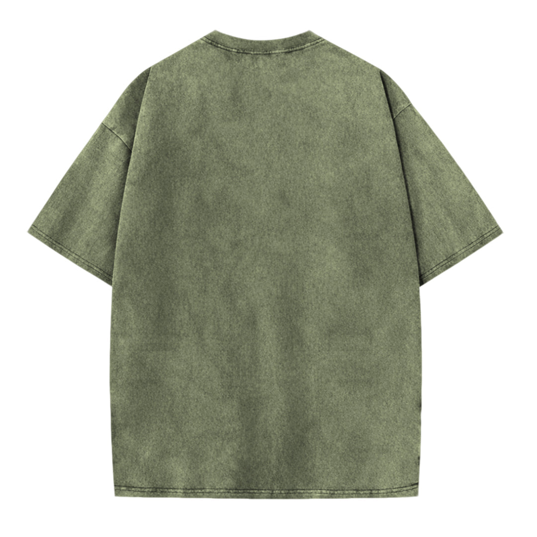 Tired and World-Weary Frog Print Washed T-shirt