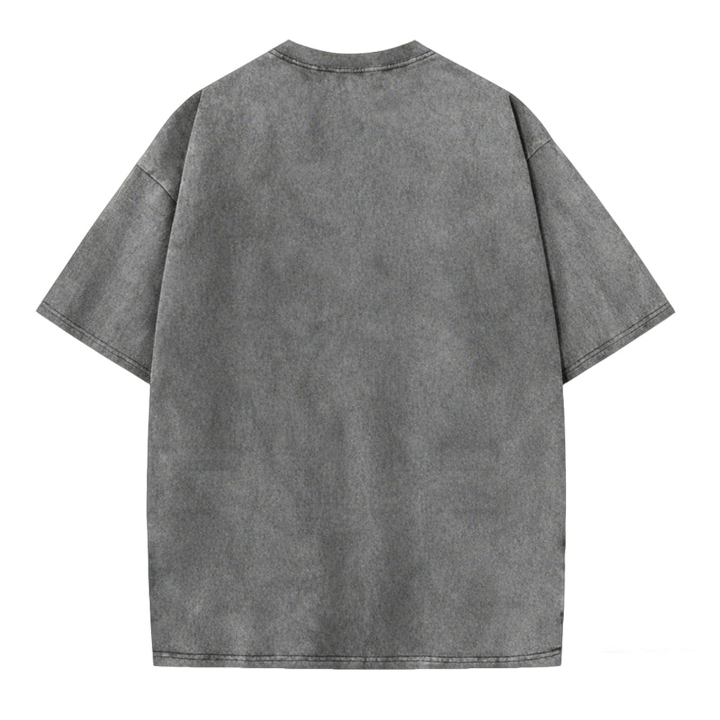 Japanese Style Lucky Frog Funny Print Washed T-shirt
